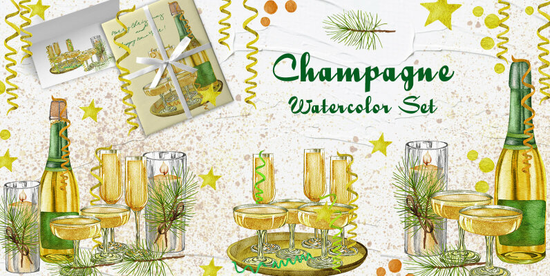 Champagne Watercolor Set