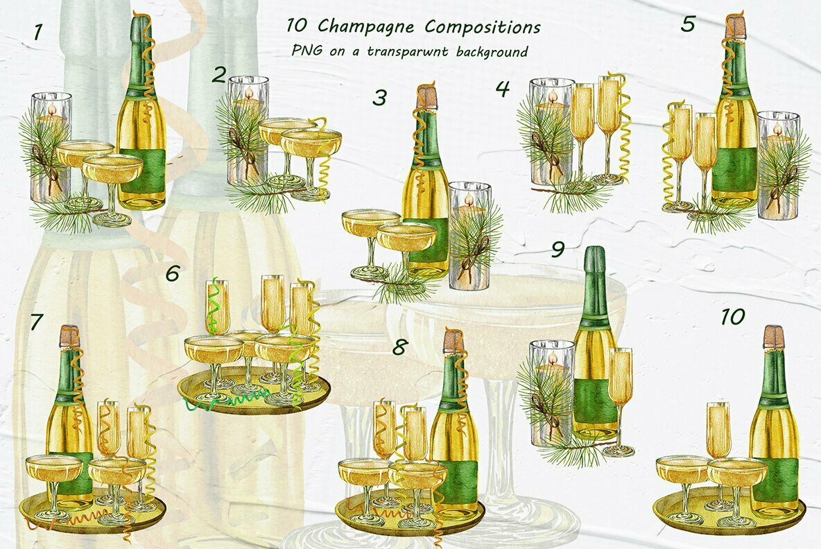 Champagne Watercolor Set
