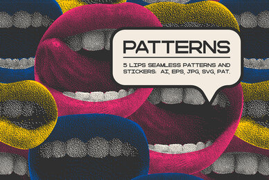 Lips Seamless Patterns and Stickers