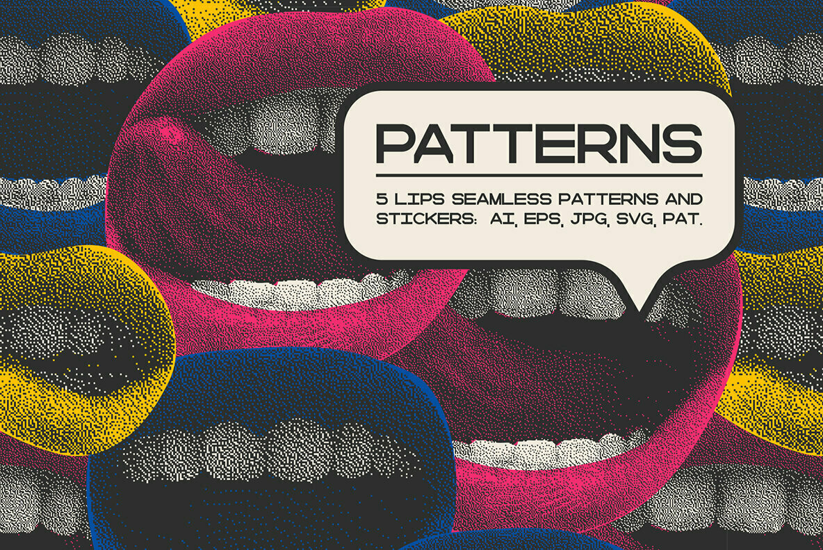 Lips Seamless Patterns and Stickers 1