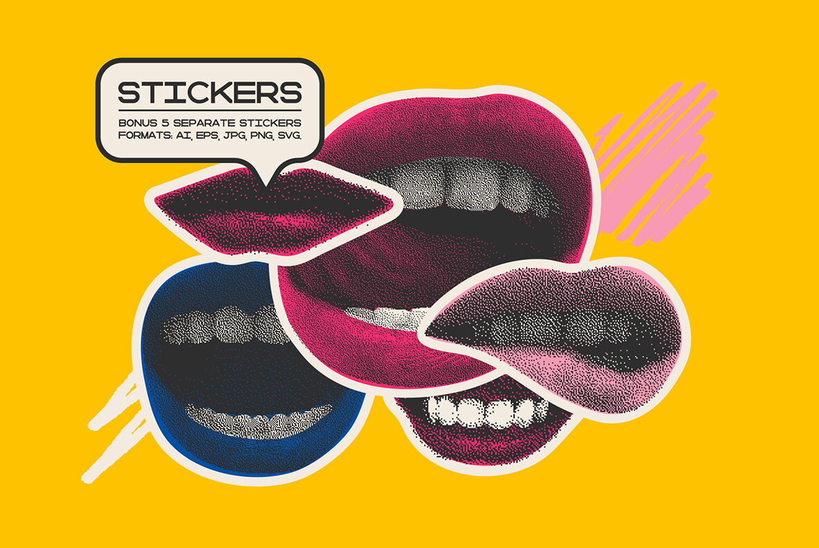 Lips Seamless Patterns and Stickers 9