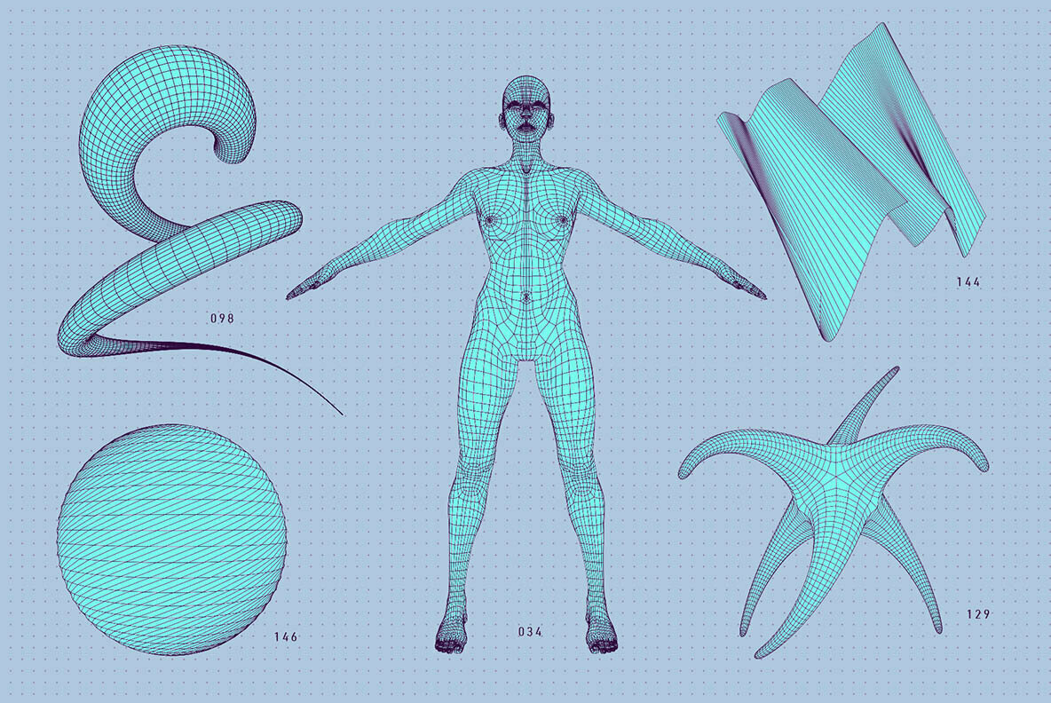 200 Vector Wireframe Shapes 2