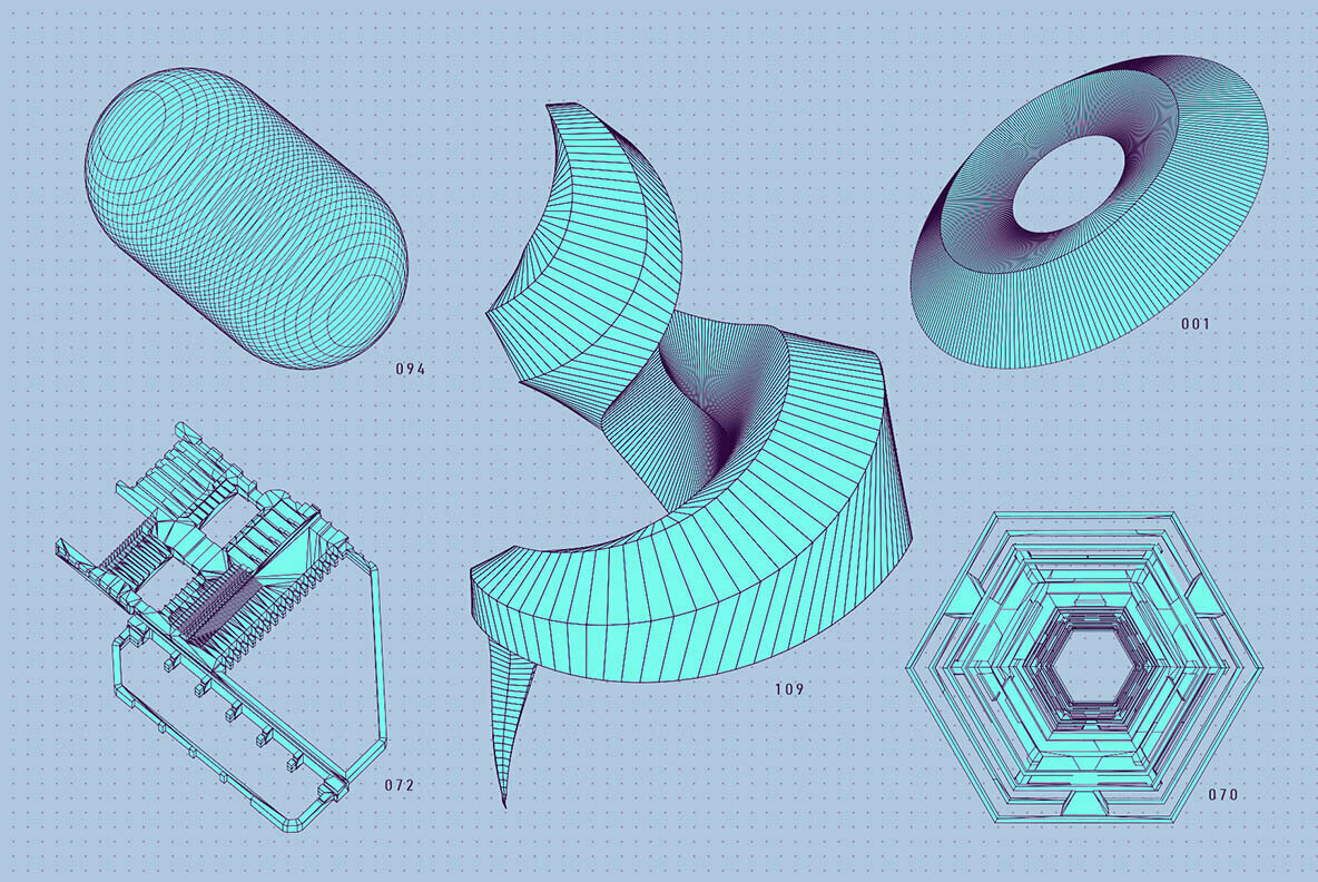 200 Vector Wireframe Shapes 3