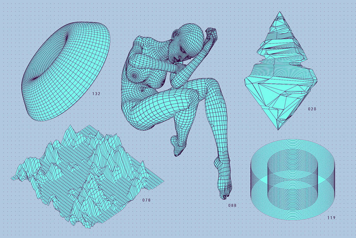 200 Vector Wireframe Shapes 5