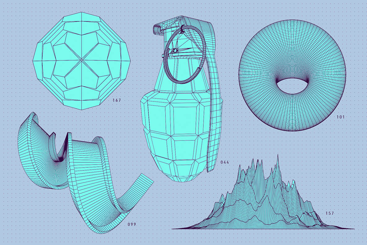 200 Vector Wireframe Shapes 7