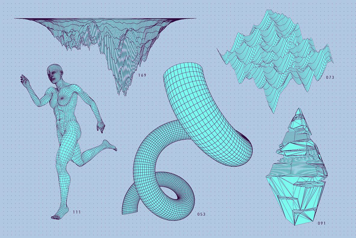 200 Vector Wireframe Shapes 8