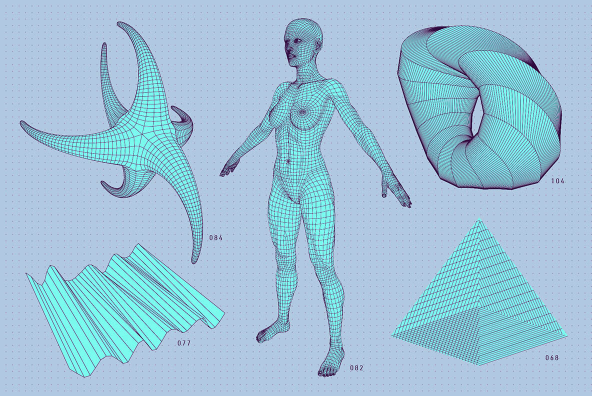200 Vector Wireframe Shapes 9