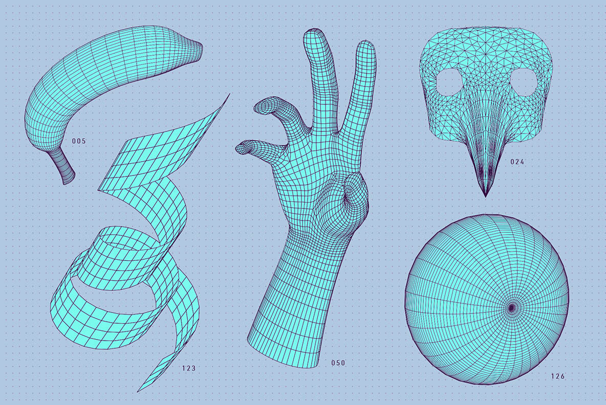 200 Vector Wireframe Shapes 10