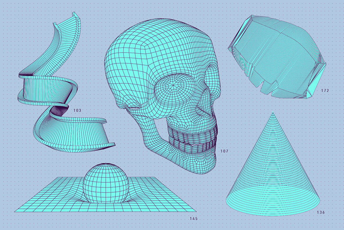 200 Vector Wireframe Shapes 11