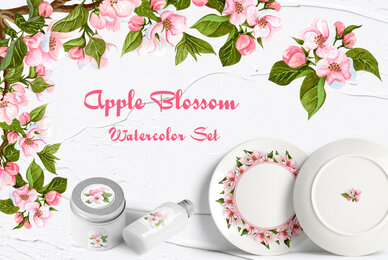 Apple Blossom Watercolor Collection