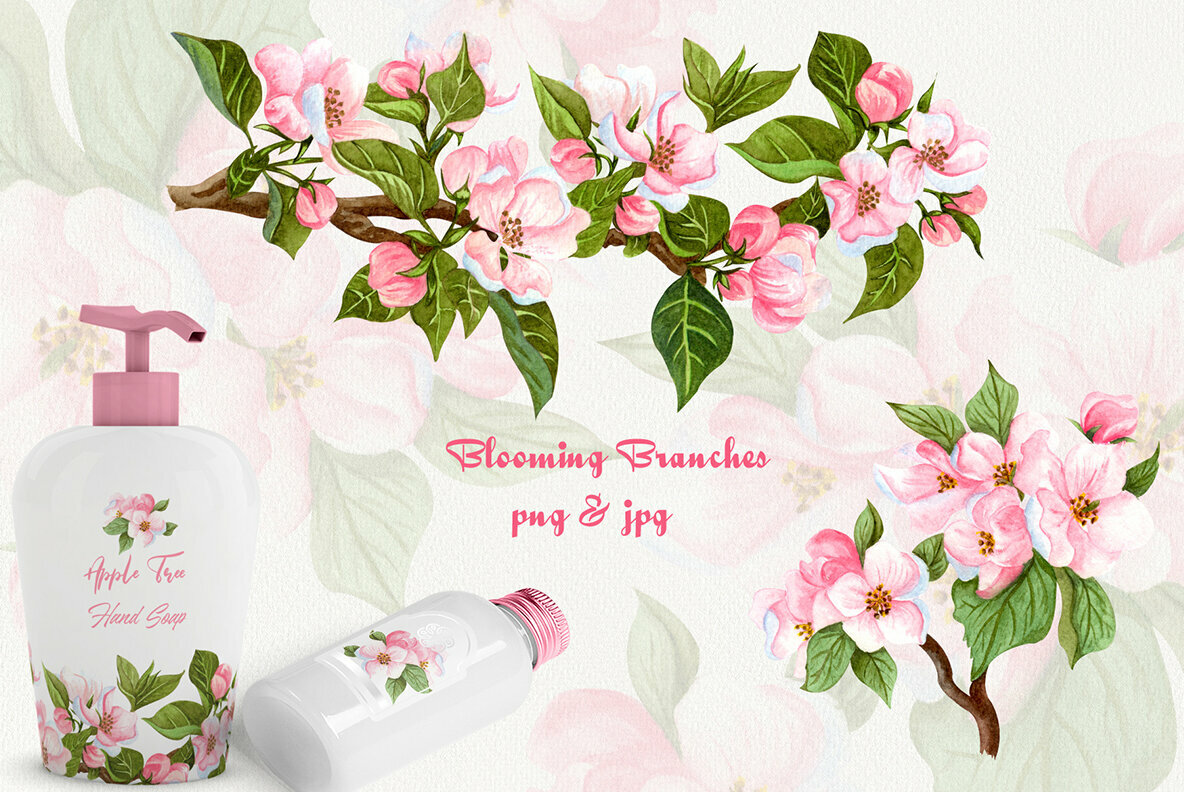 Apple Blossom Watercolor Collection  5