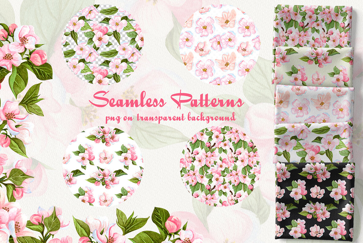 Apple Blossom Watercolor Collection  7