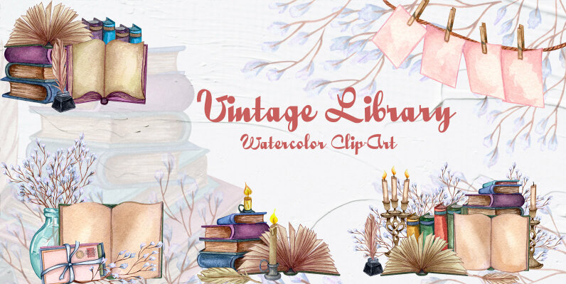Vintage Library Watercolor Set