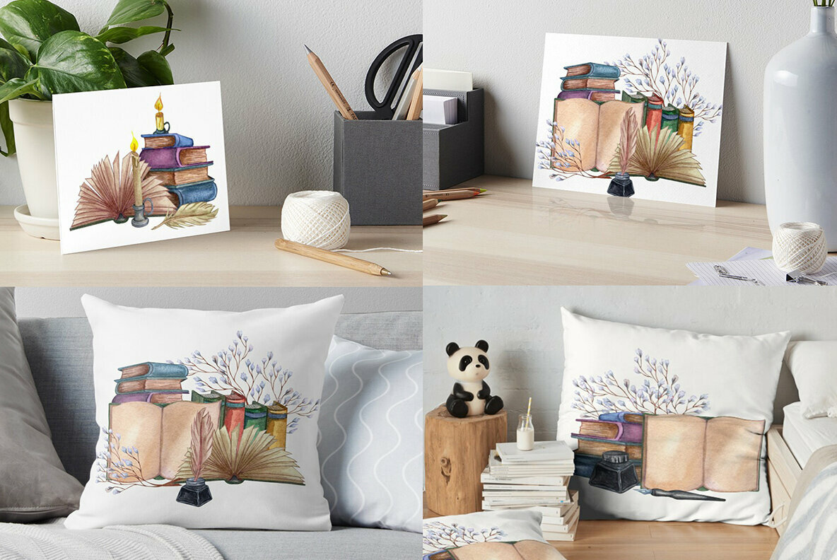 Vintage Library Watercolor Set 5