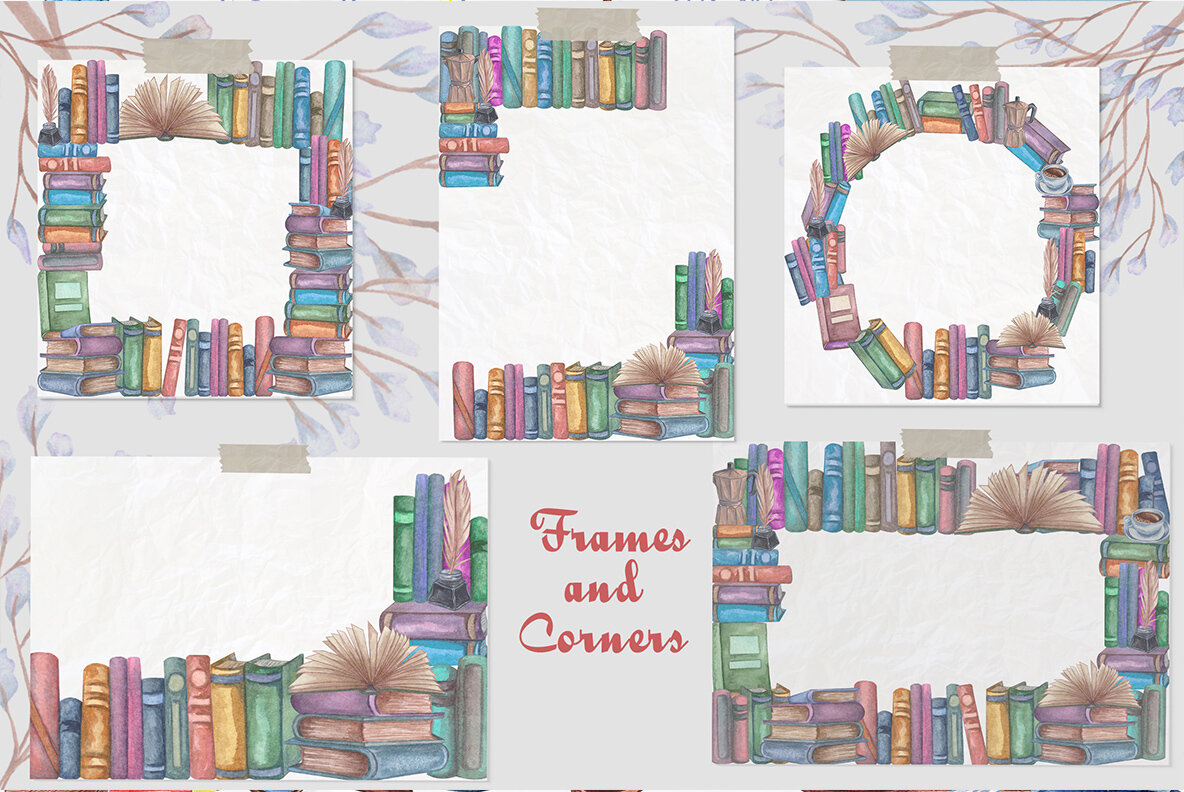 Vintage Library Watercolor Set 6