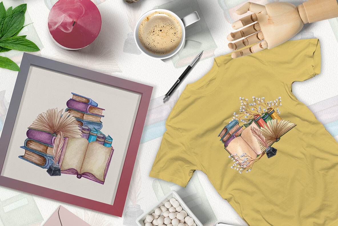 Vintage Library Watercolor Set 9