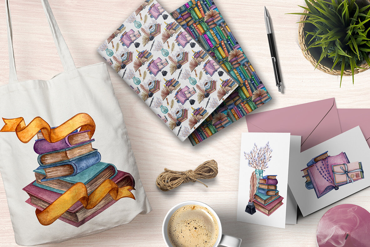 Vintage Library Watercolor Set 11