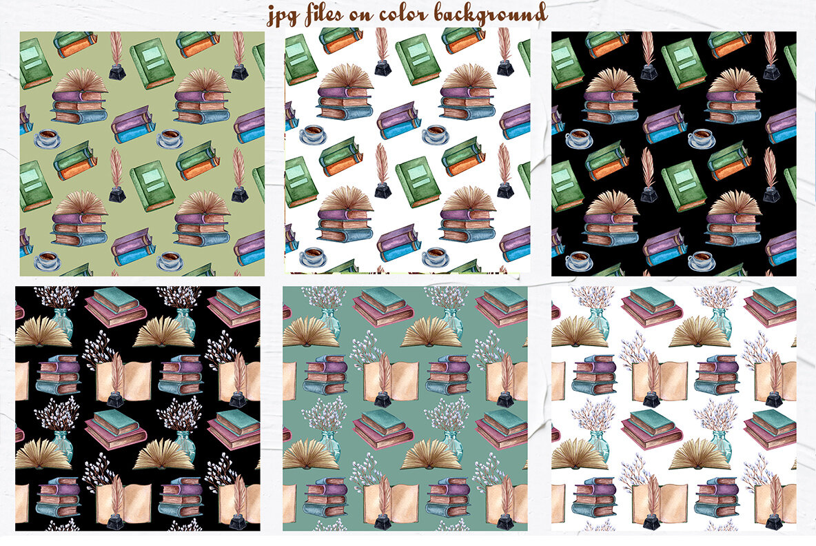 Vintage Library Watercolor Set 12