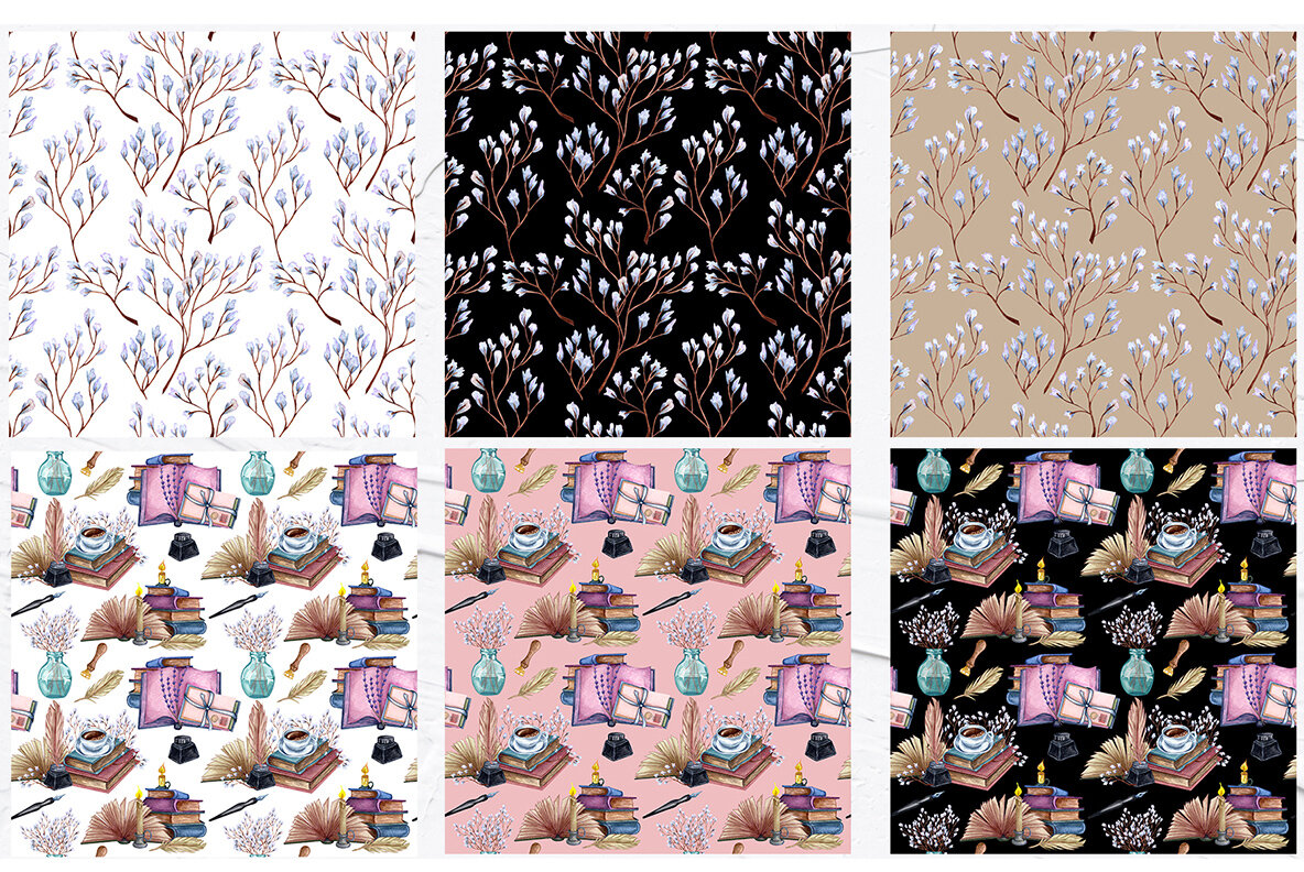 Vintage Library Watercolor Set 13