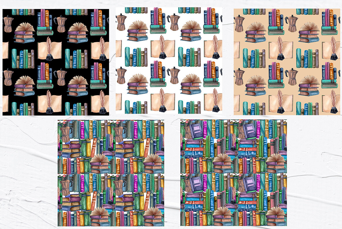 Vintage Library Watercolor Set 14