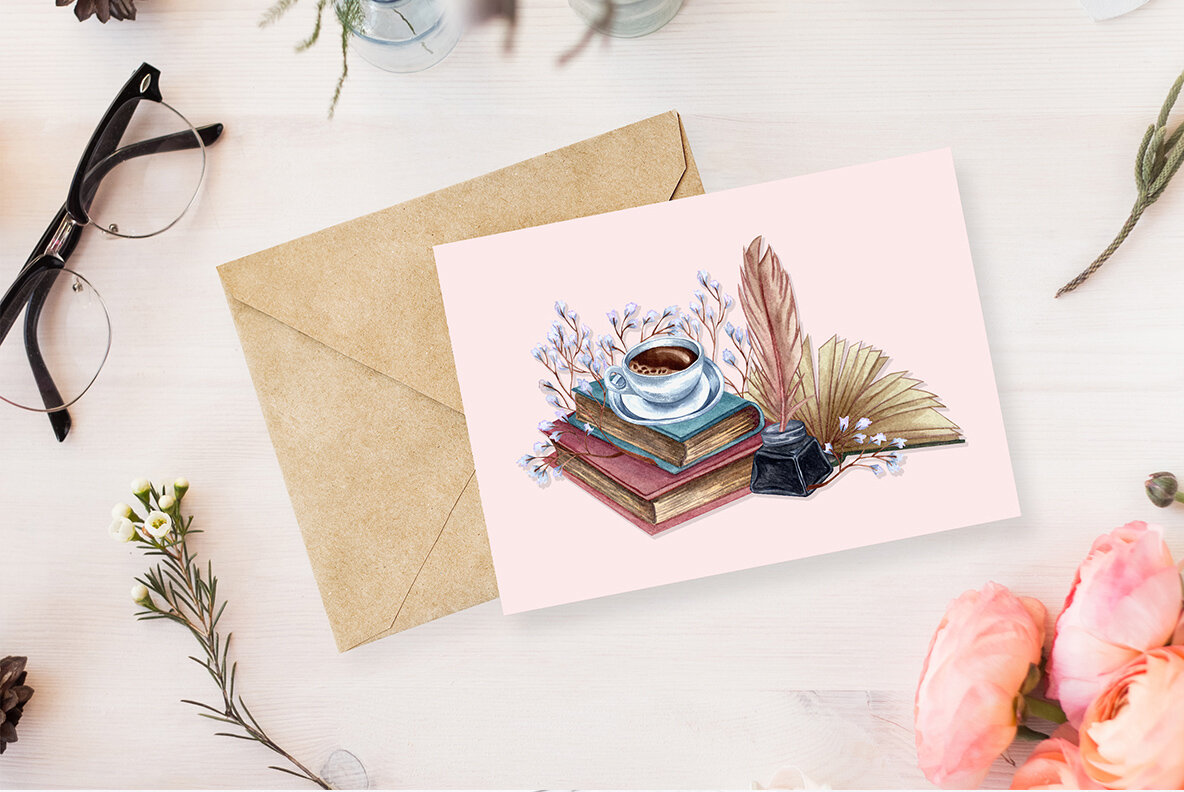 Vintage Library Watercolor Set 15