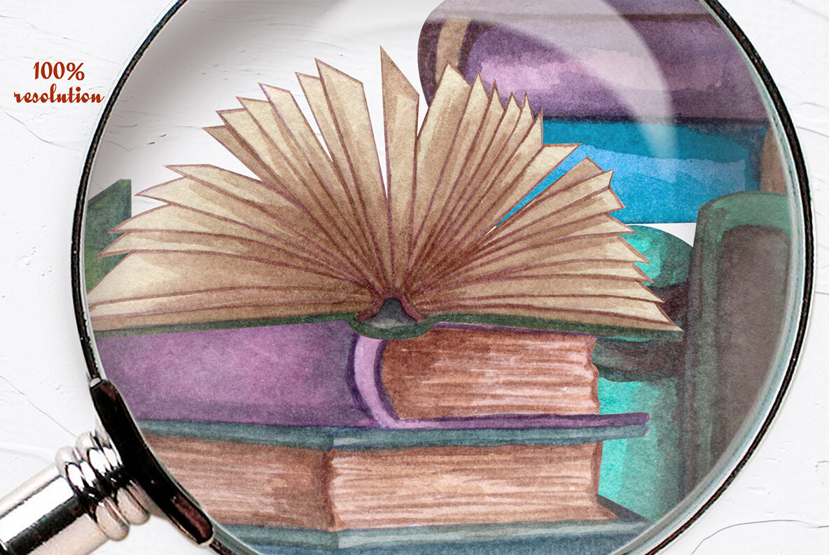 Vintage Library Watercolor Set 17