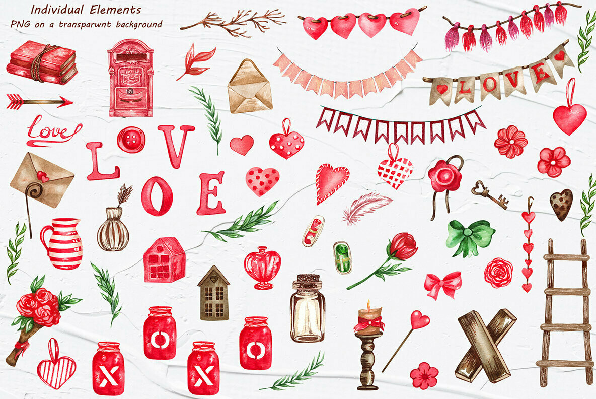 Valentines Watercolor Collection 3