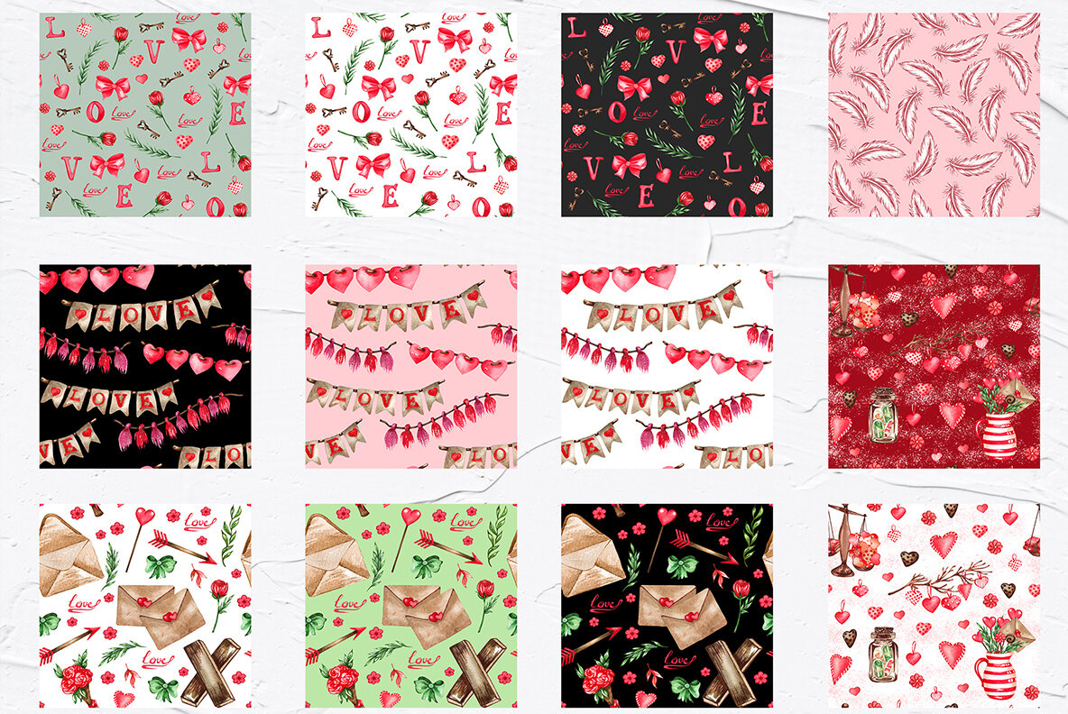 Valentines Watercolor Collection 13