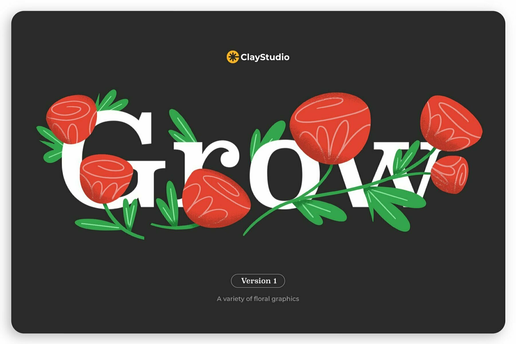 GROW Hand Drawn Floral Graphics 1