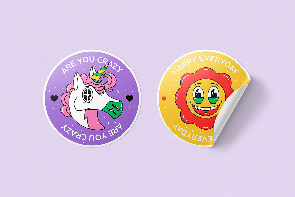 Vinyl Stickers Mockup Bundle 2