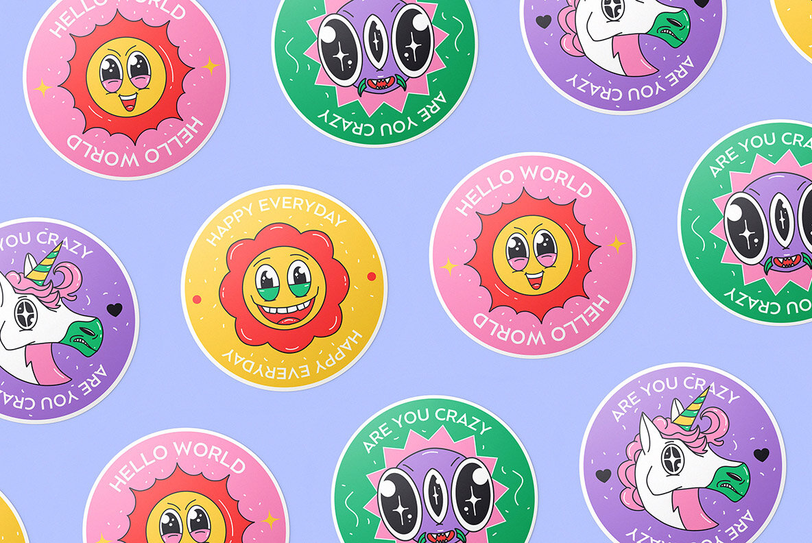 Vinyl Stickers Mockup Bundle 8