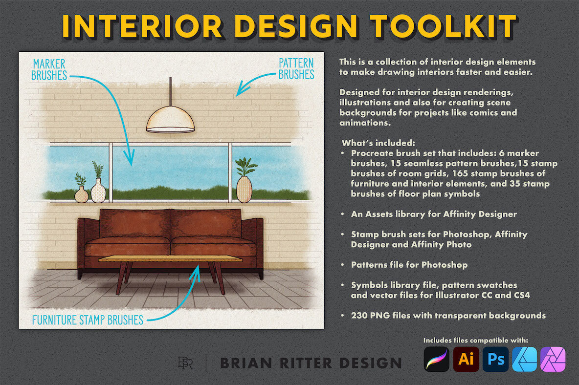 Interior Design Toolkit for Procreate 2