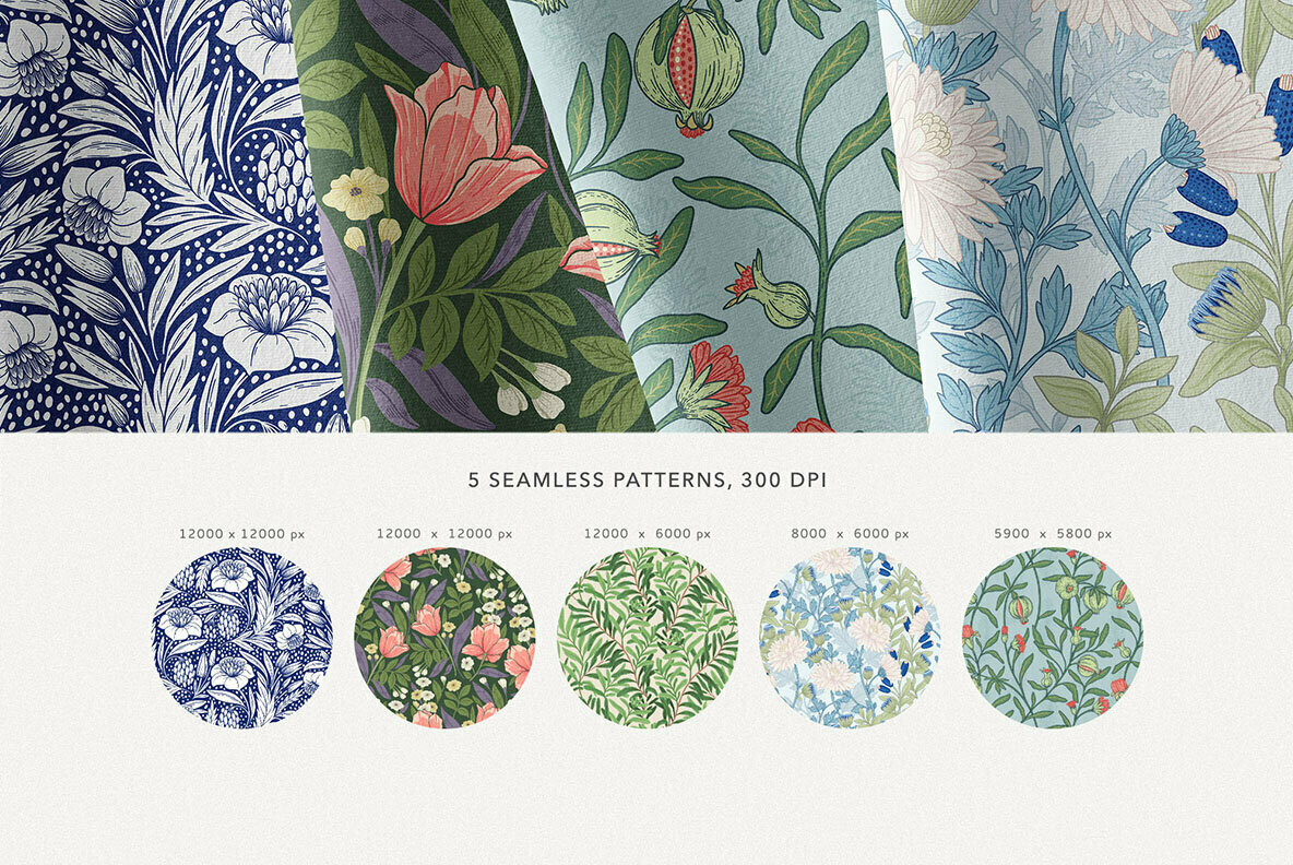 William Morris Style Patterns Set 2