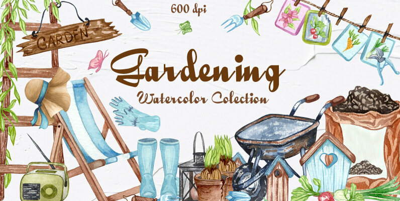 Gardening Watercolor Collection