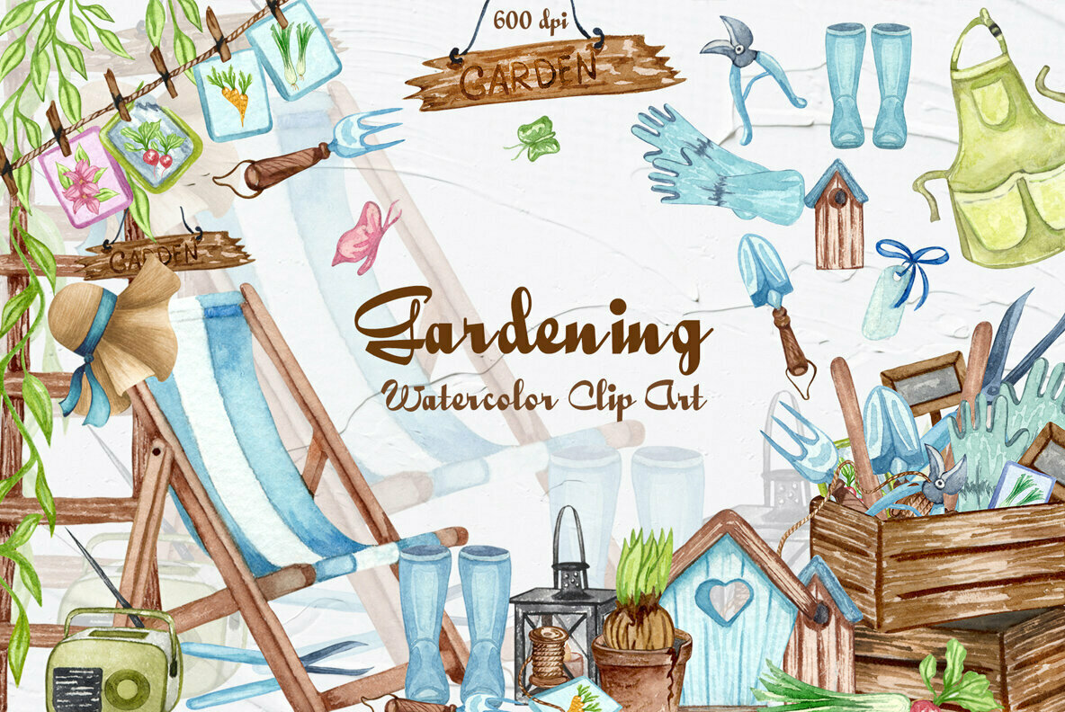 Gardening Watercolor Collection 1
