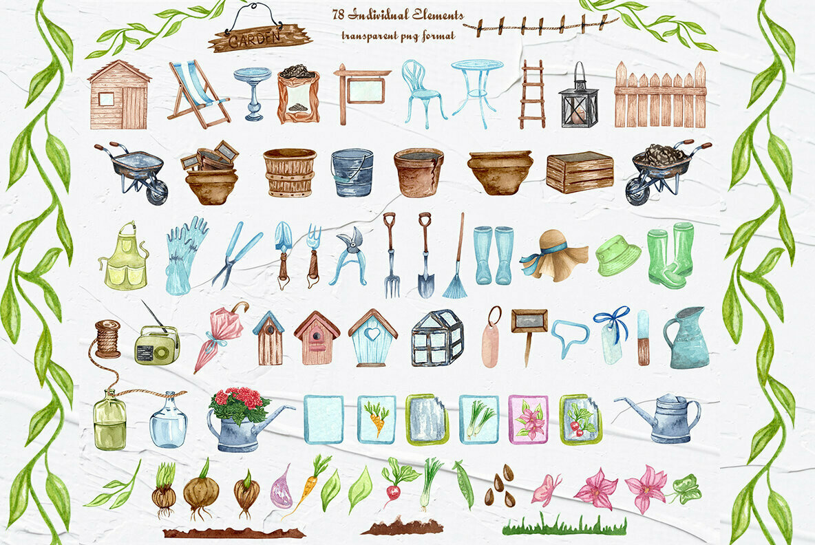 Gardening Watercolor Collection 3