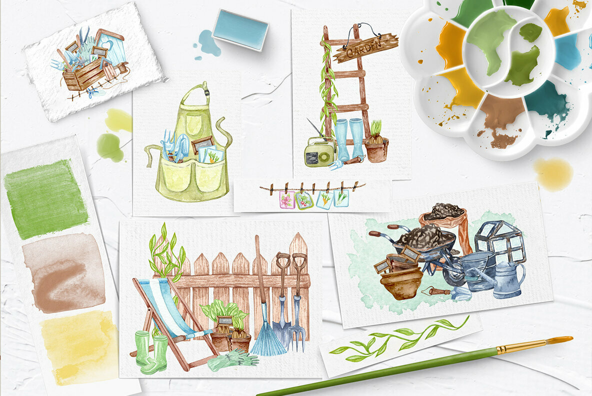 Gardening Watercolor Collection 4