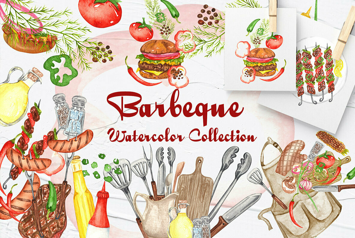 Barbeque Watercolor Collection 1