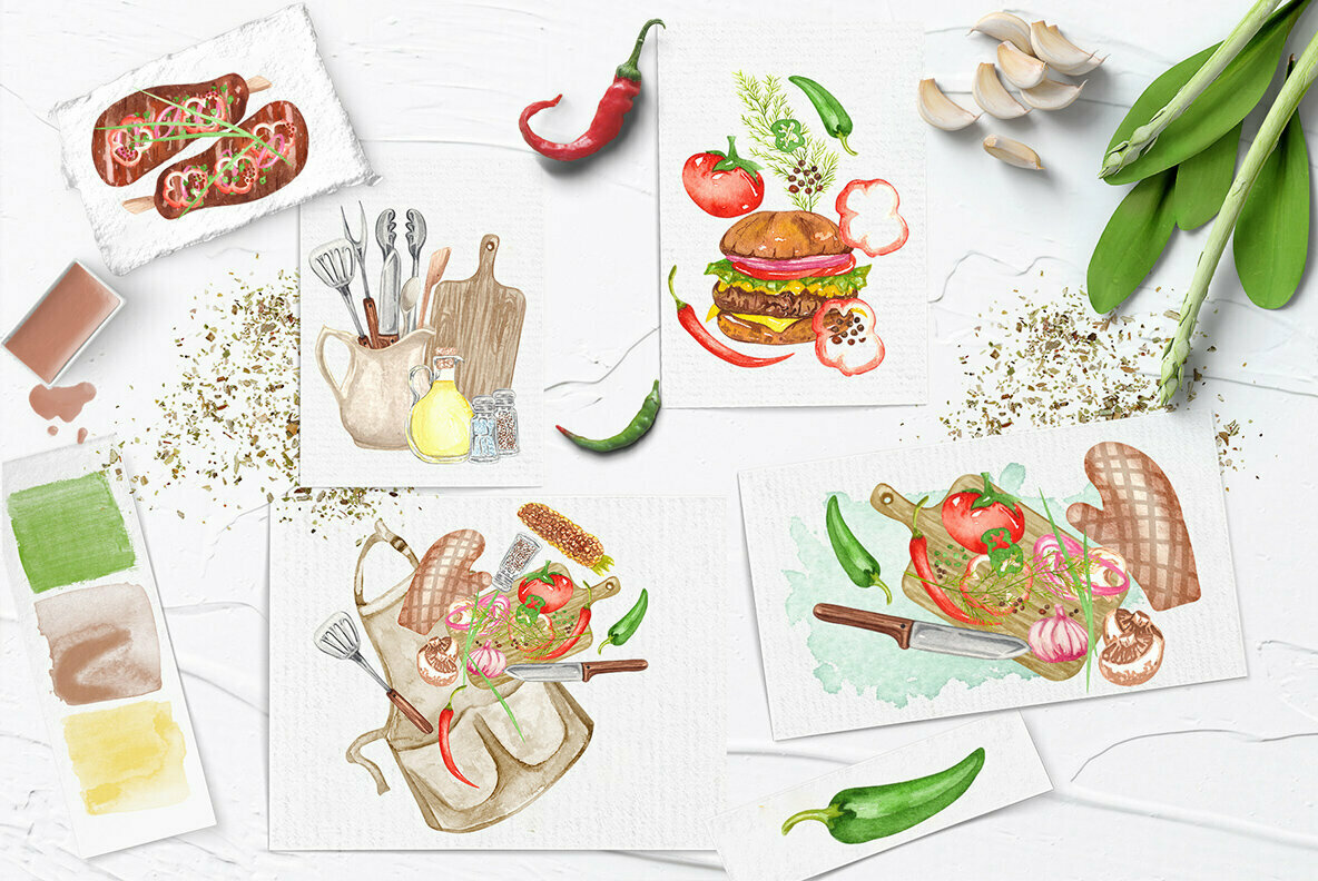Barbeque Watercolor Collection 2