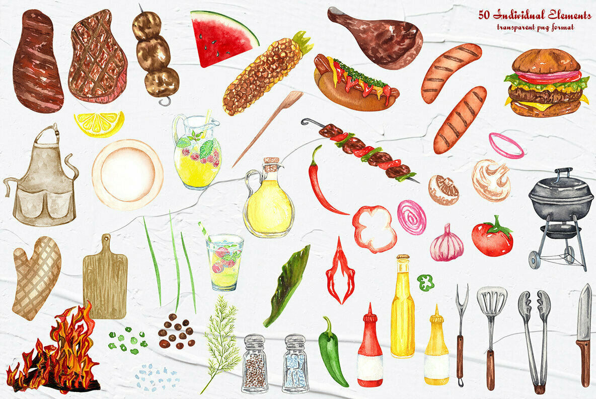 Barbeque Watercolor Collection 3