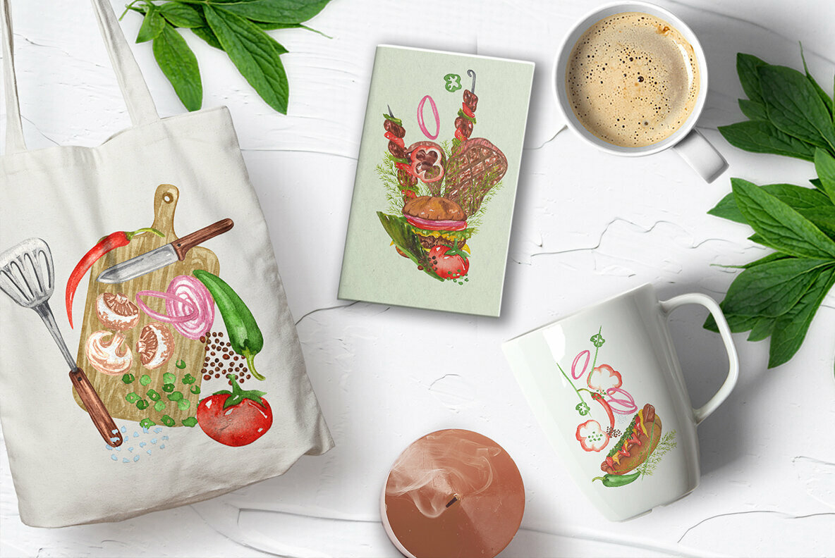 Barbeque Watercolor Collection 4