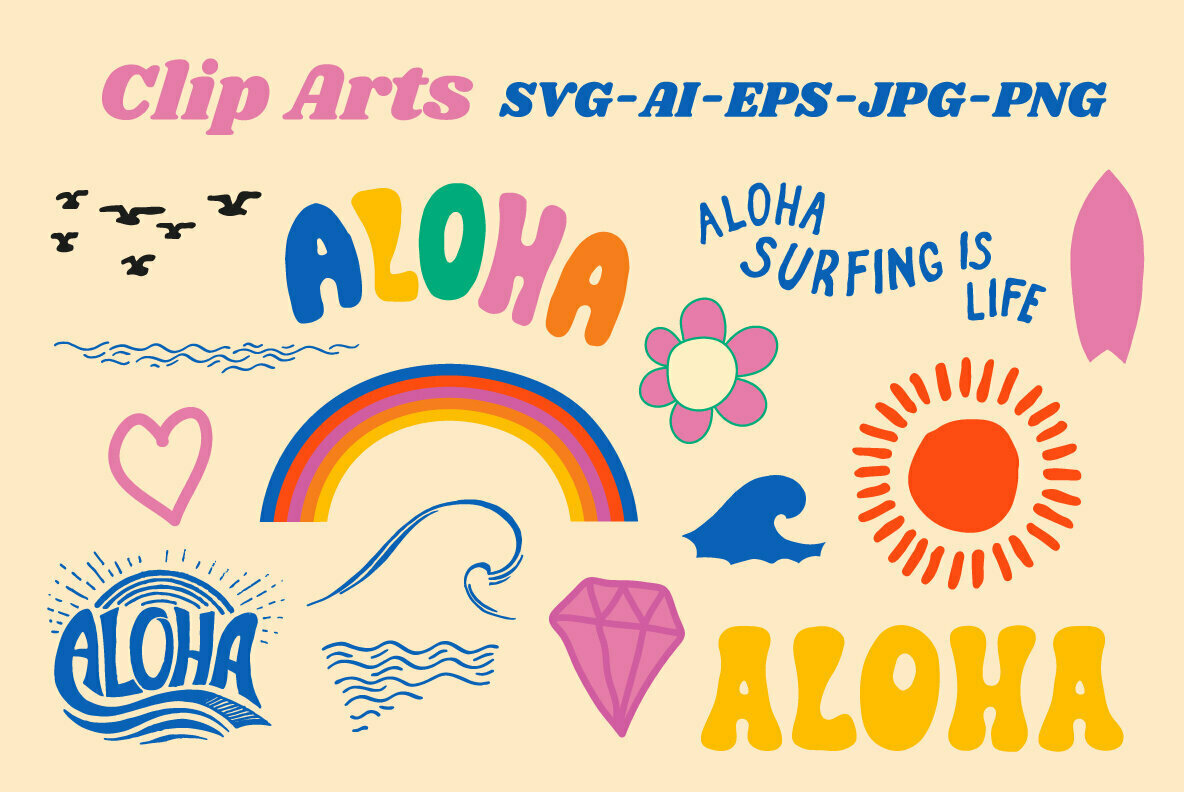 Aloha Cliparts Vibes 70 90s Style 3