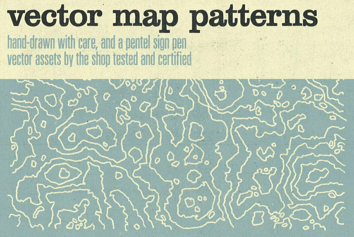 Hand Drawn Vector Map Patterns Volume 01 1