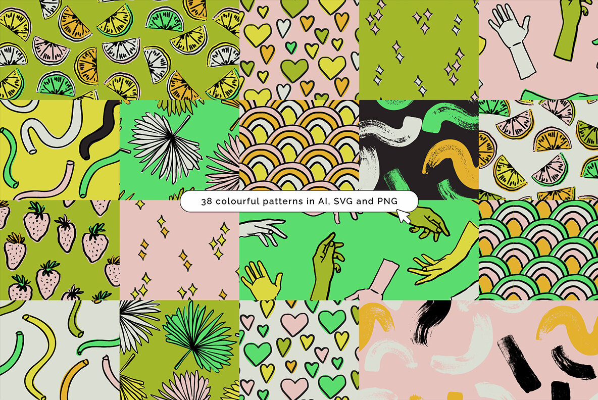 Spring Tutti Frutti Vector Patterns 6