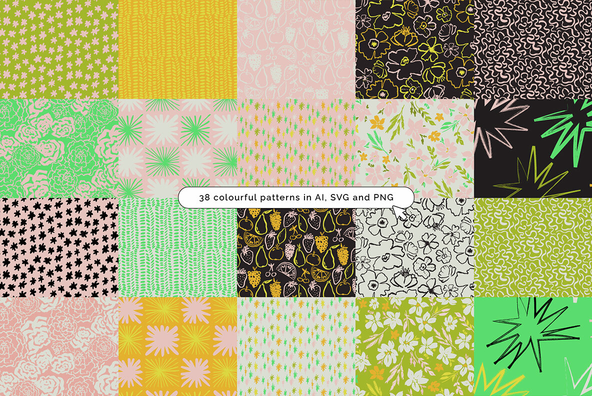 Spring Tutti Frutti Vector Patterns 8