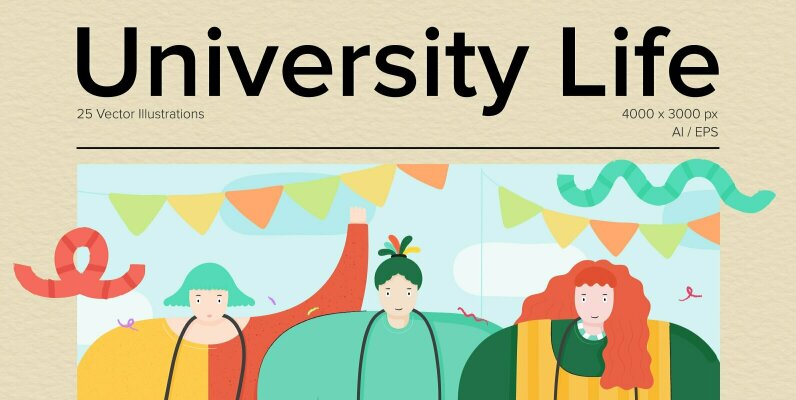 University Life Illustrations   Creative Graphics for Students