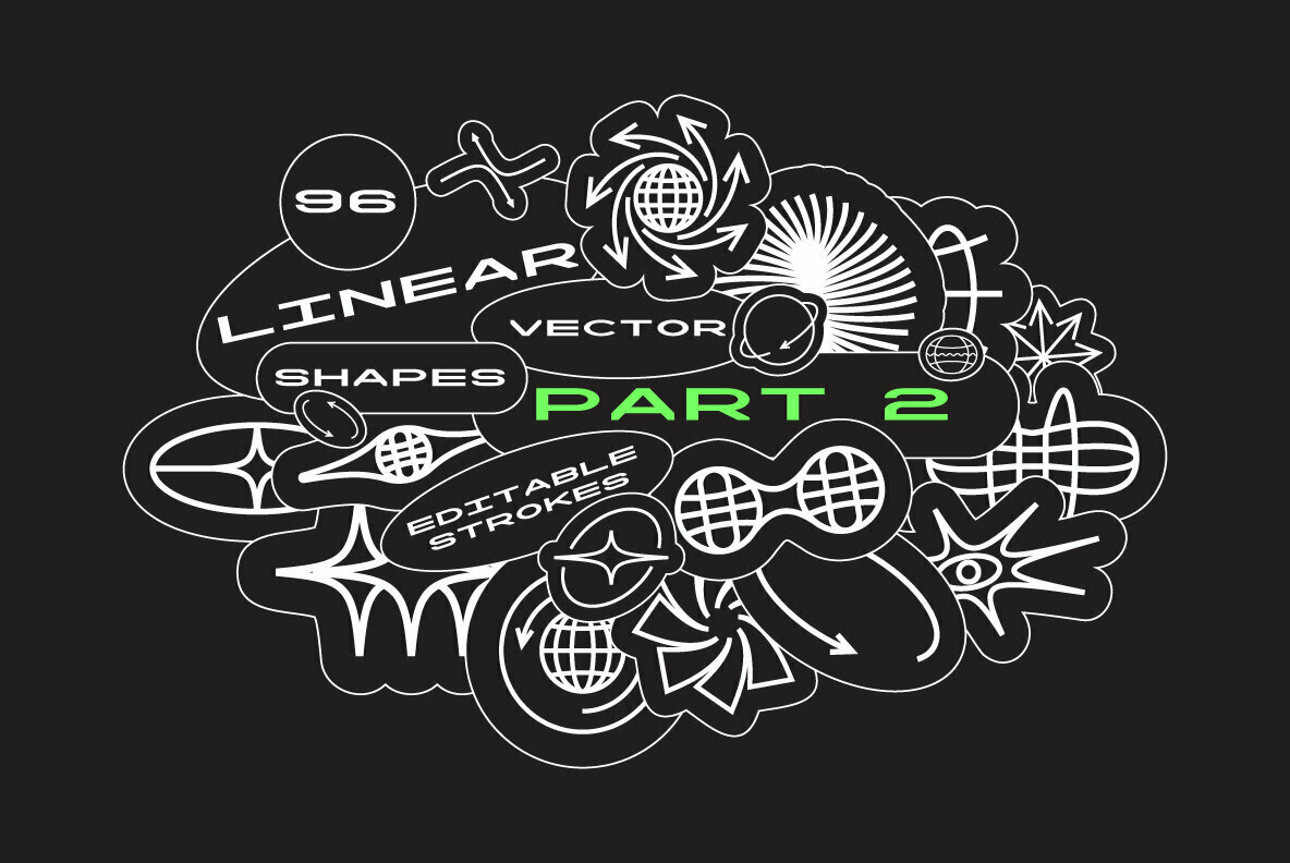 96 Linear Vector Shapes Part 2 1