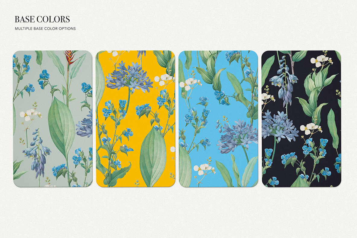 Sky Blue Botanic Floral Pattern and Elements 5