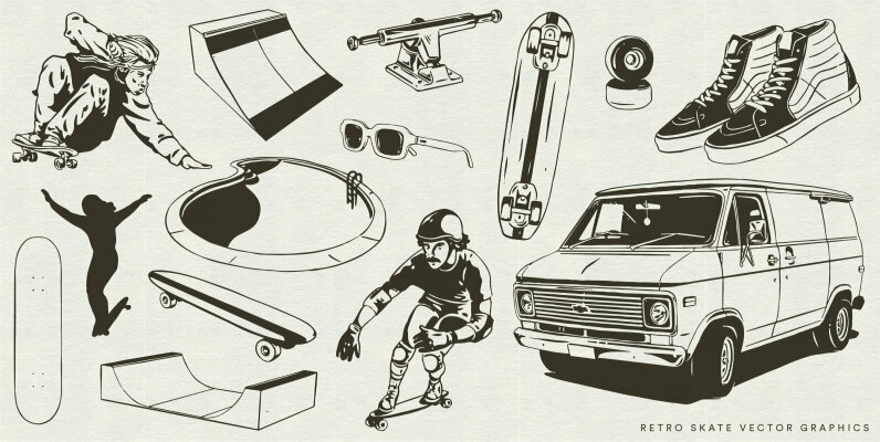 Retro Skate Vector Graphics