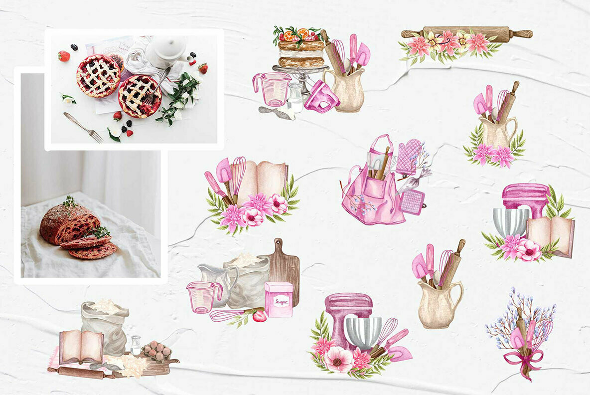 Home Bakery Watercolor Set 3